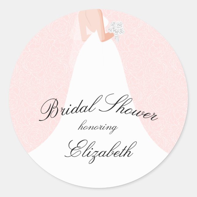 Sticker Rond Fête des mariées rose mariage (Devant)