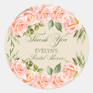 Sticker Rond Fête des mariées Rose Merci aquarelle