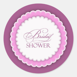 Sticker Rond Fête des mariées rose violet Polka