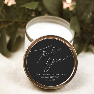 Sticker Rond Fête des mariées simple en Merci noir et blanc