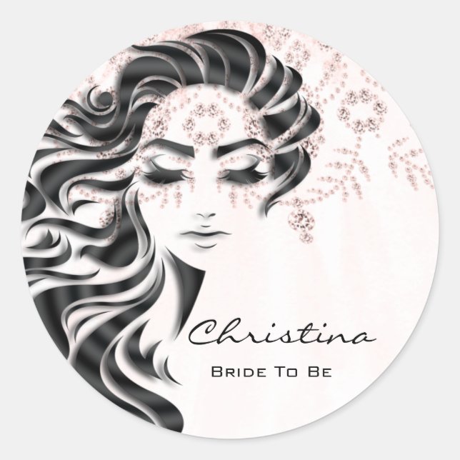 Sticker Rond Fête des mariées sucré 16e Lash maquillage princes (Devant)