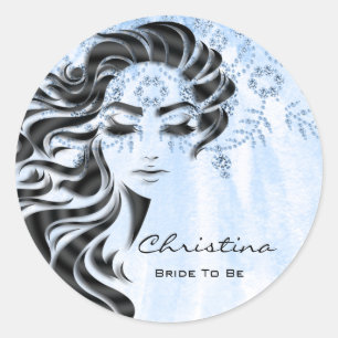 Sticker Rond Fête des mariées Sweet 16th Lashes Maquillage bleu