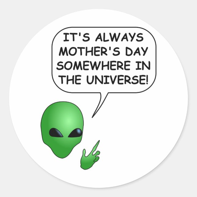 Sticker Rond Fête des mères Aliens (Devant)