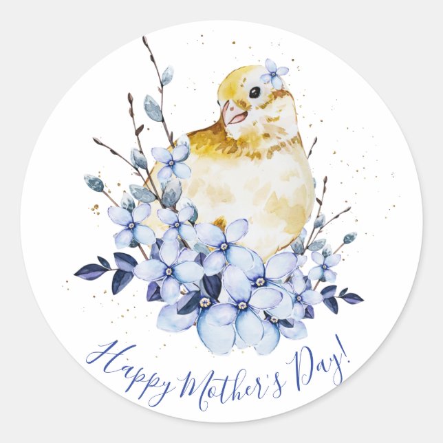 Sticker Rond Fête des mères de l'aquarelle florale (Devant)