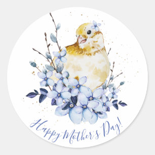 Sticker Rond Fête des mères de l'aquarelle florale