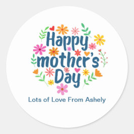 Sticker Rond Fête des mères joyeuses florales sur mesure