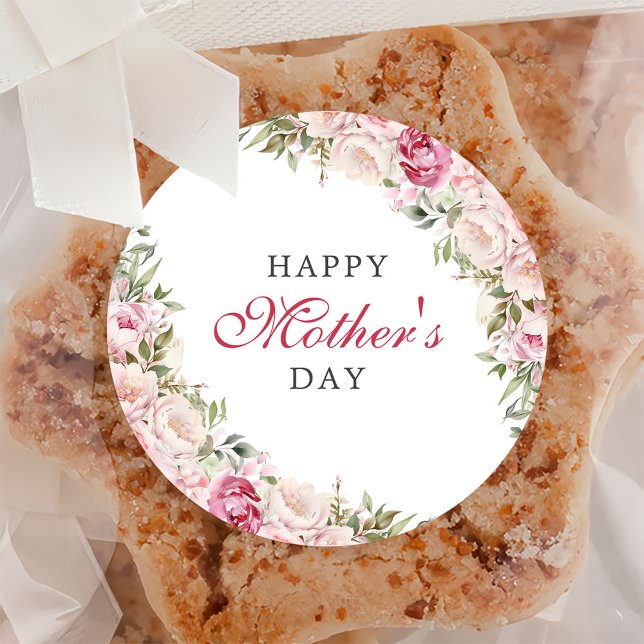 Sticker Rond Fête des mères rose florale Brunch Party (Créateur téléchargé)