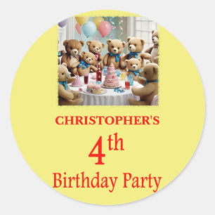 Sticker Rond Fête des Nounours du 4e anniversaire