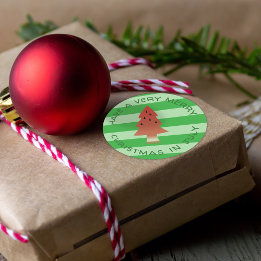 Sticker Rond Fête des pastèques Noël en juillet Bande verte