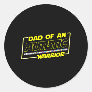Sticker Rond Fête des pères Autisme Guerrier Sensibilisation Pa