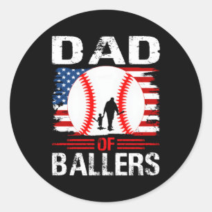 Sticker Rond Fête des pères De Baseball Papa Of Ballers