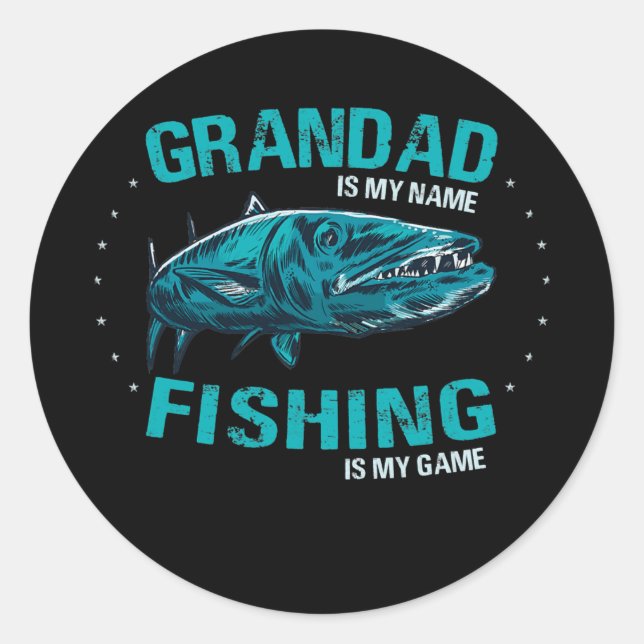 Sticker Rond Fête des pères de grand pêcheur papa pêcheur (Devant)