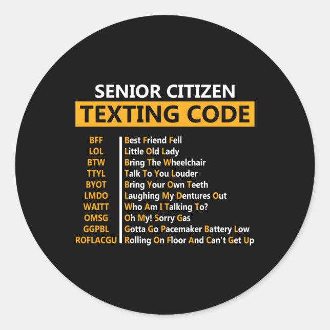 Sticker Rond Fête des pères Du Code Texto Pour Les Personnes Âg (Devant)