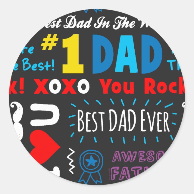 Sticker Rond Fête des pères Meilleur papa dit (Devant)