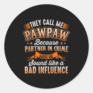 Sticker Rond Fête des pères   Mens On M'Appelle Pawpaw