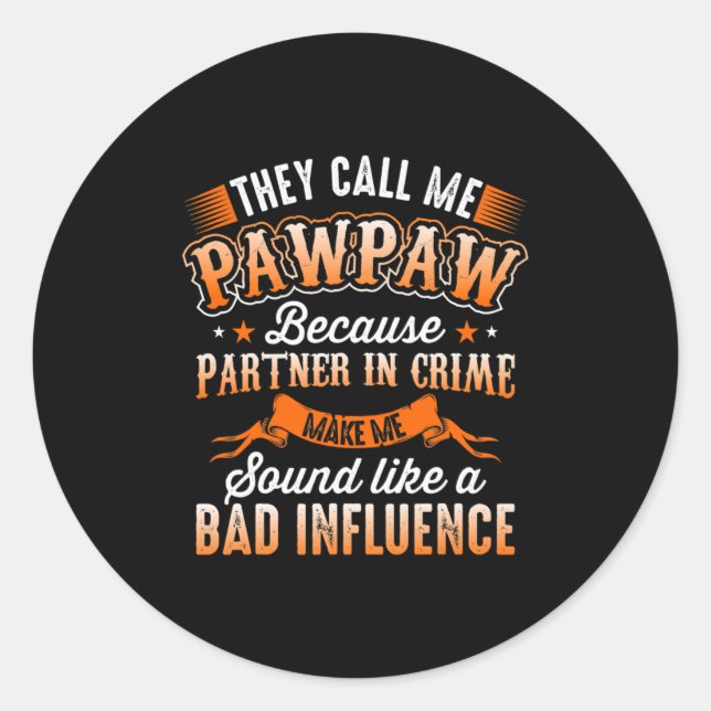 Sticker Rond Fête des pères | Mens On M'Appelle Pawpaw (Devant)