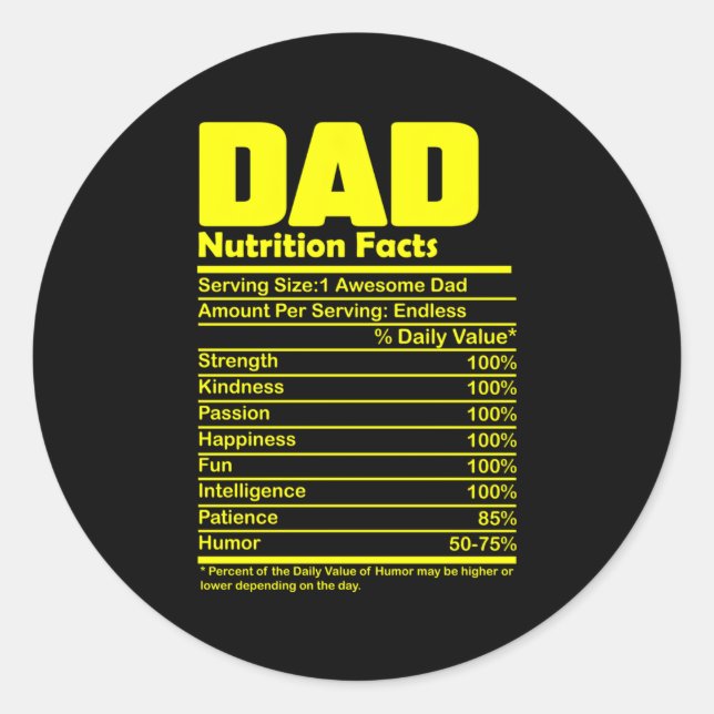 Sticker Rond Fête des pères Papa Nutrition Fiches (Devant)