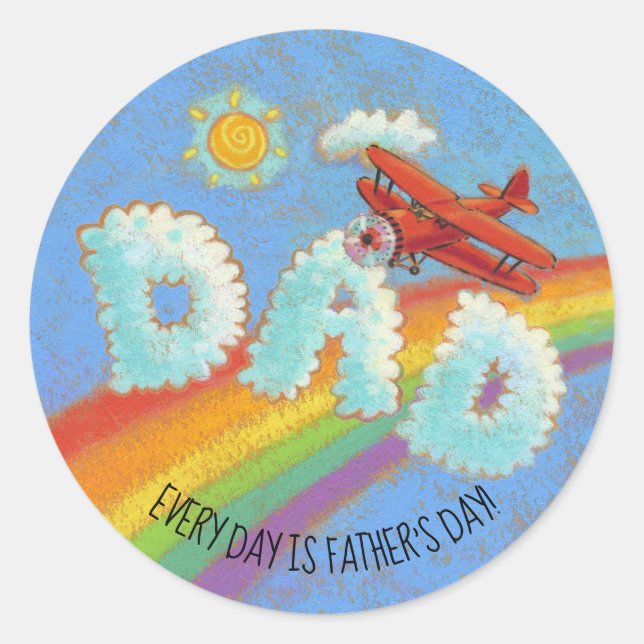 Sticker Rond Fête des pères Red Plane Skywriter (Devant)