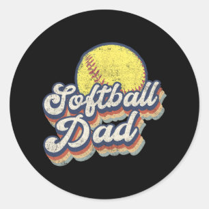 Sticker Rond Fête des pères Softball Papa Cadeau De Fille Fils