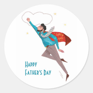 Sticker Rond Fête des pères Superhero