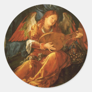 Sticker Rond Fête des Rose Garlands Ange par Albrecht Durer
