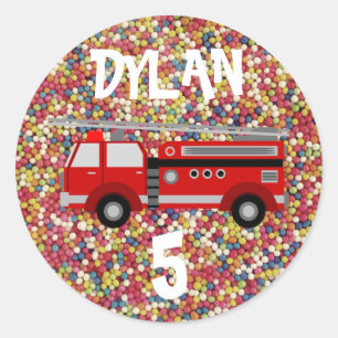 Sticker Rond Fête des sucreries de camion de pompiers