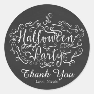 Sticker Rond Fête d'Halloween Citrouille Élégant Tableau
