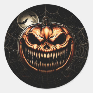 Sticker Rond Fête d'Halloween de la Citrouille Jack-O-Lantern S