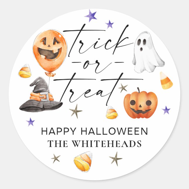 Sticker Rond Fête d'Halloween de l'aquarelle ou de traitement (Devant)