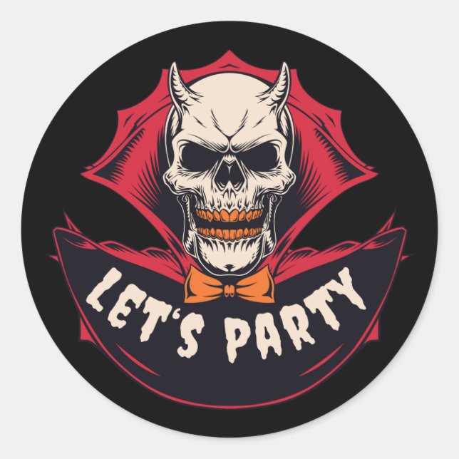 Sticker Rond Fête d'Halloween de squelette effrayant (Devant)