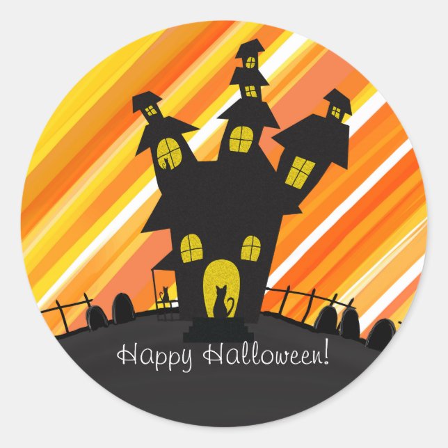 Sticker Rond Fête d'Halloween des Chats Noirs (Devant)