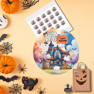 Sticker Rond Fête d'Halloween personnalisée pour les enfants av
