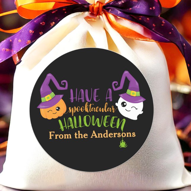 Sticker Rond Fête d'Halloween Spooktaculaire Faveur personnalis (Spooktacular Halloween Stickers – Custom Party Favor Labels for Treat Bags)