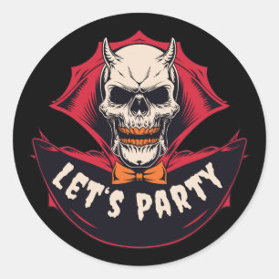 Sticker Rond Fête d'Halloween squelette effrayant