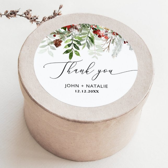 Sticker Rond Fête d'hiver Noël evergeen mariage (Créateur téléchargé)