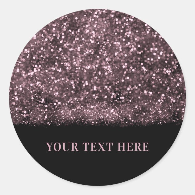 Sticker Rond Fête Douce 16 Rose Pailleté Lumières Scintillantes (Devant)
