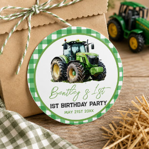 Sticker Rond Fête du 1er anniversaire du Tracteur Fun Farm