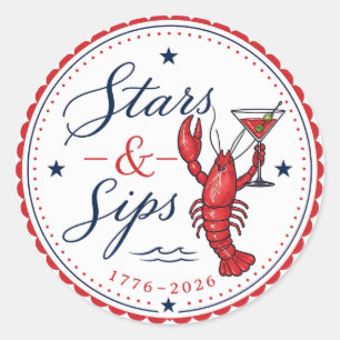 Sticker Rond Fête du 4 juillet Stars & Sips America 250