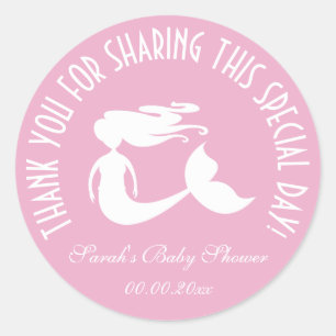 Sticker Rond Fête du baby shower de la sirène pour remercier