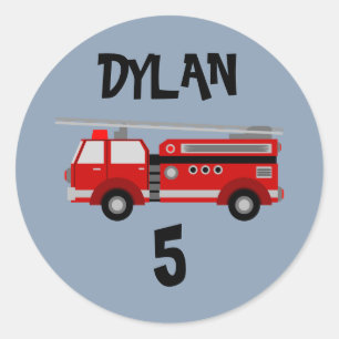 Sticker Rond Fête du camion d'incendie Anniversaire