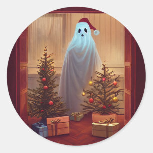 Sticker Rond Fête du fantôme Noël
