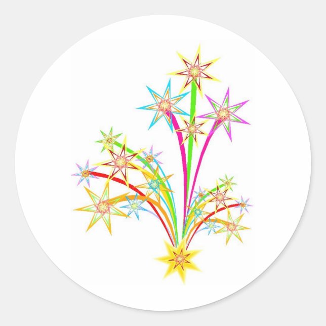 Sticker Rond Fête du feu d'artifice (Devant)