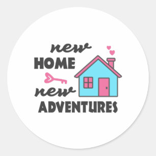 Sticker Rond Fête du réchauffement de la maison Nouveau Accueil