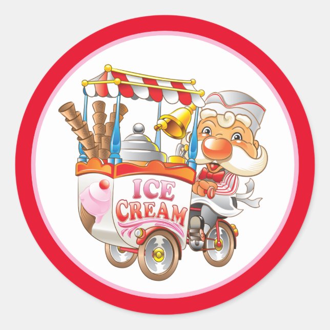 Sticker Rond Fête du vendeur de crème glacée (Devant)