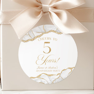 Sticker Rond Fête élégante de 5e anniversaire de mariage en or