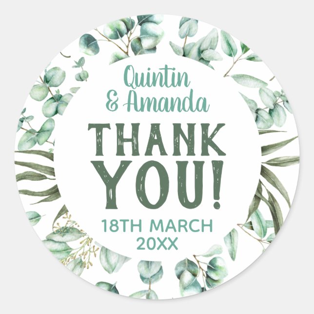 Sticker Rond Fête Eucalyptus Foliage Favoriser (Devant)