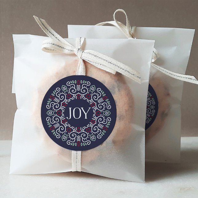 Sticker Rond Fête Folk Art Joy (Créateur téléchargé)