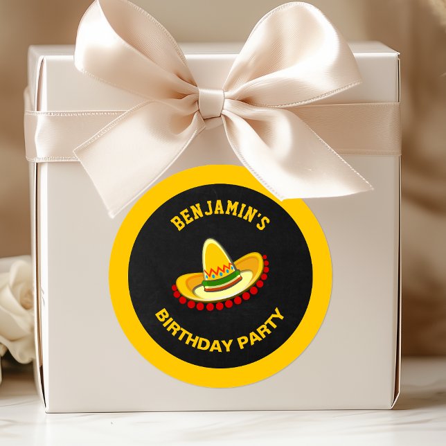 Sticker Rond Fête mexicaine Sombrero fête d'anniversaire Favori (Créateur téléchargé)