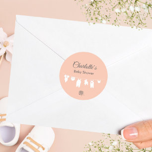 Sticker Rond Fête minimale rose pour bébé fille