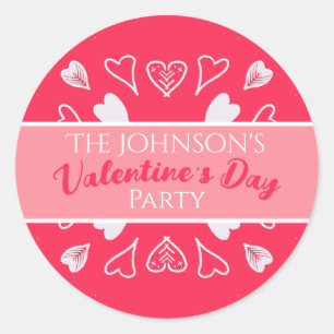 Sticker Rond Fête moderne de la Saint-Valentin rose